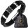  BLACK LEATHER MEN'S BRACELET ELEGANT STEEL