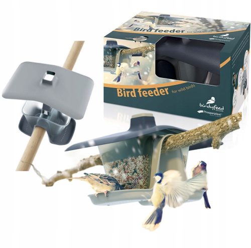 Boxes (houses) and birdhouses PROSPERPLAST BIRDYFEED DOUBLE BIRDYFEED, STONE GREY IBFD 405U