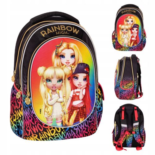 Ultra Lightweight Rainbow High Three-Compartment Backpack in Golden Style