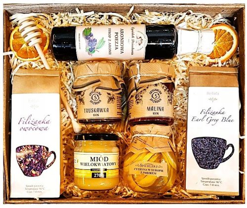  GIFT BASKET SYRUP FRUIT TEA CONFI HONEY