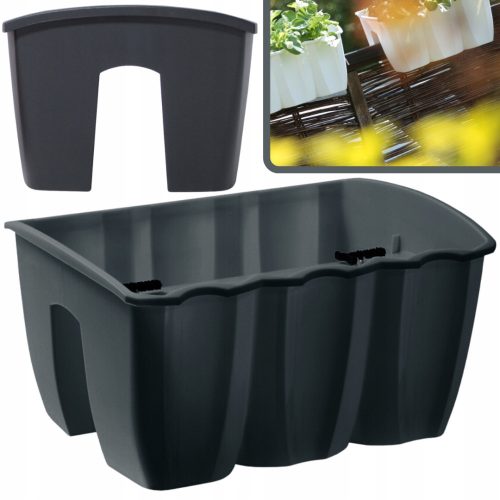  Prosperplast flowerpot 39 cm x 27 x 20 cm, anthracite-colored plastic