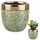 Pots and planters for outdoor and garden Duwen flowerpot, 13.5 cm x 13.5 x 13 cm, diameter 13.5 cm, ceramic in shades of green, yellow and gold