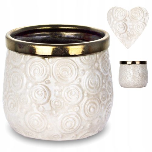  Duwen flowerpot 14 cm x 14 x 13 cm diameter 14 cm ceramic cream, yellow and gold tones