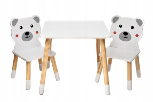 WHITE TABLE, TEAR TEDDY TEDDY TEDDY TEAR, 2 CHAIRS