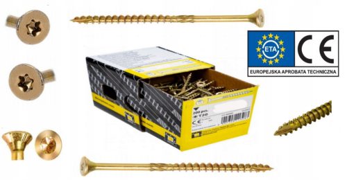 Vis de charpentier pour bois Domax 310509 5x90 mm or 200 pièces