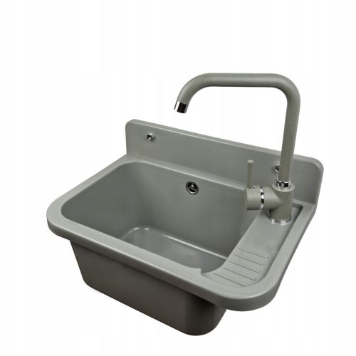 Brado Single Washbasin Small Bowl Grey STEEL Tap Grey Polypropylene in Grey Shades