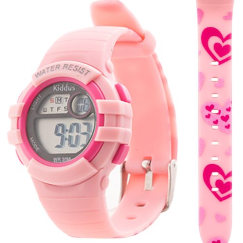  Kiddus Digital watch for girls and boys. With stopwatch, alarm and light.