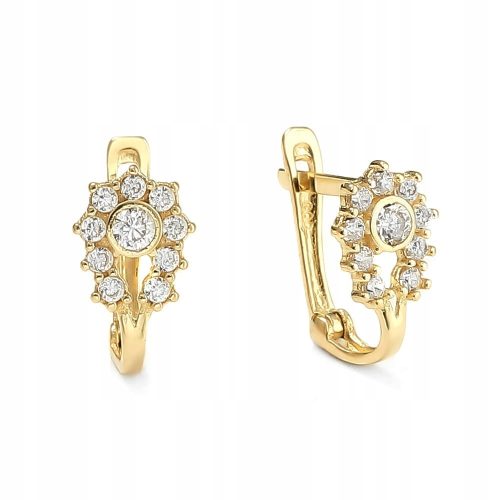  Gold earrings with shiny zircons gold pr585 14K + box