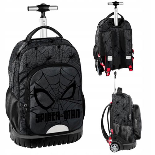  SPIDERMAN SCHOOL BACKPACK ON WHEELS, SPIDER MAN, LARGE, BLACK, SOLID