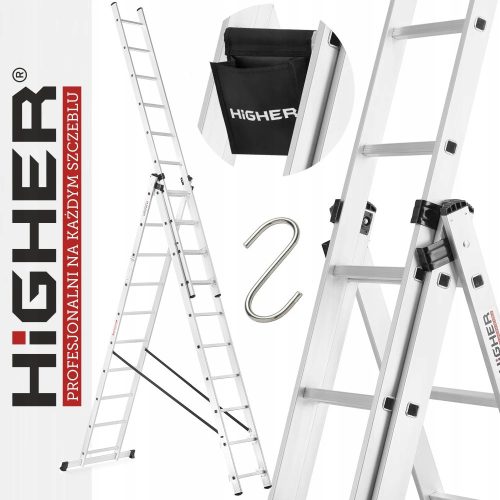 Higher ladder 6.35 m aluminum 3 x 3 up to 150 kg