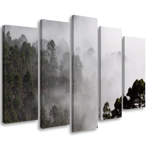 Pictures on the wall TRIPTIQUE PAINTING Forest in the fog 200x100