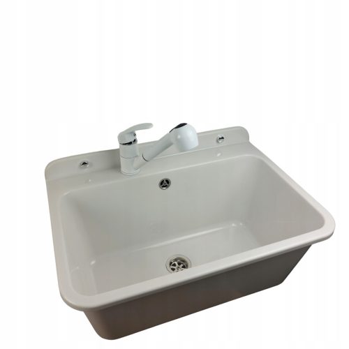 Brado Single Washbasin Large Basin Grey FLEX Faucet Grey Polypropylene Shades in Grey Tones