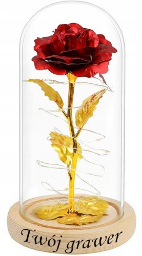 Eternal Rose in Glass, RED ENGRAVING, Gift