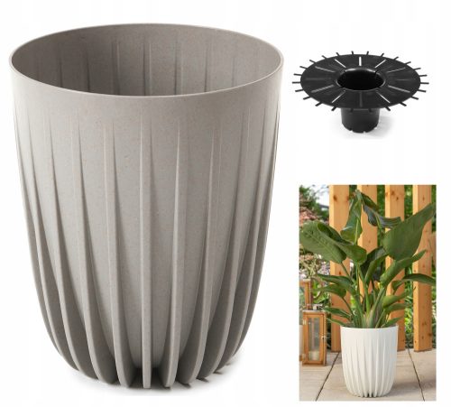 Pots and planters for outdoor and garden Lamela flowerpot, 30 cm x 30 x 35.6 cm, diameter 30 cm, plastic in grey and silver