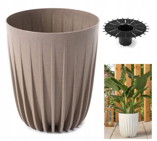 Pots and planters for outdoor and garden Lamela flowerpot, 30 cm x 30 x 35.6 cm, diameter 30 cm, plastic in brown and beige tones