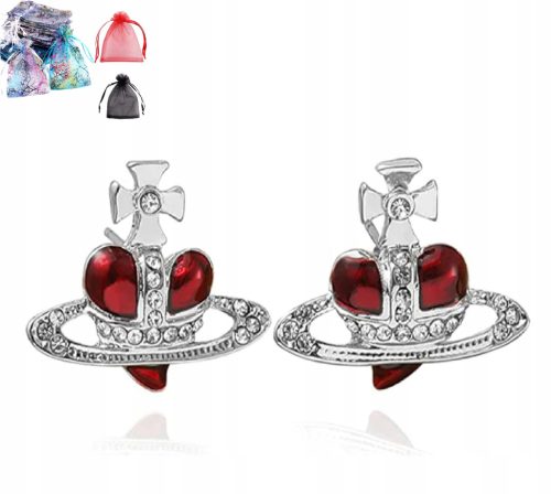  Saturn earrings Vivienne Westwood style red