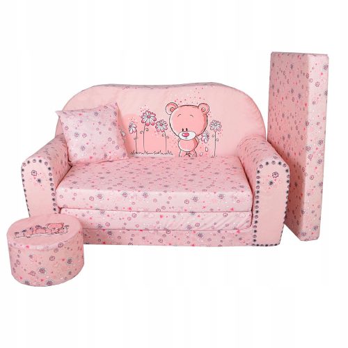  Fortisline Teddy Bear Sofa 100 x 160 cm, pink fabric