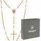  ROSARY necklace beads GOLD PLATED steel CROSS