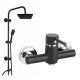 Invena Dafni black shower faucet + BERG range exposed shower set