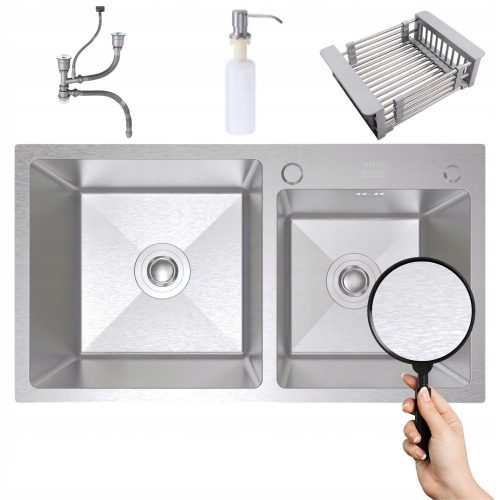 ANW HOME two-bowl sink, stainless steel