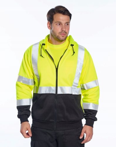 High Visibility Hoodie, Black, Yellow, 2XL