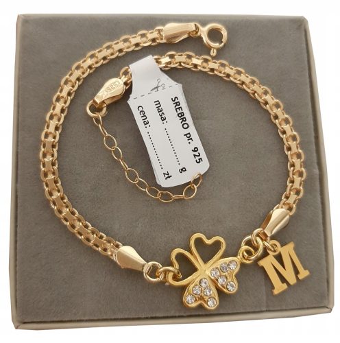  Gold wide bracelet clover letter SR925