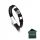  MEN'S LEATHER BRACELET BLACK LEATHER SILVER