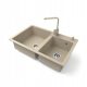 Brado HEKTOR two-bowl sink NOOK faucet dispenser siphon chrome-granite-beige tones