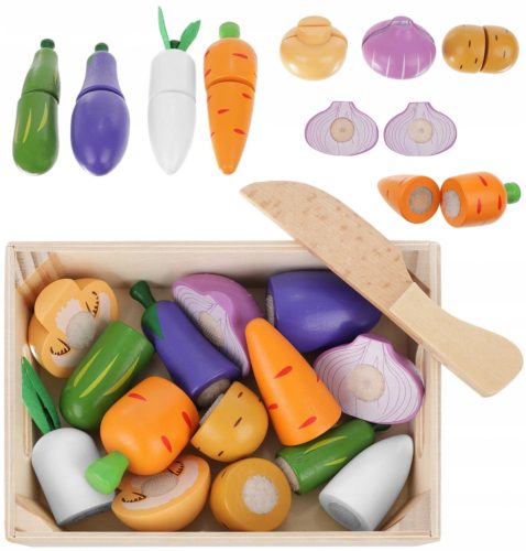  Wooden vegetables for cutting, Velcro set, 7 pieces