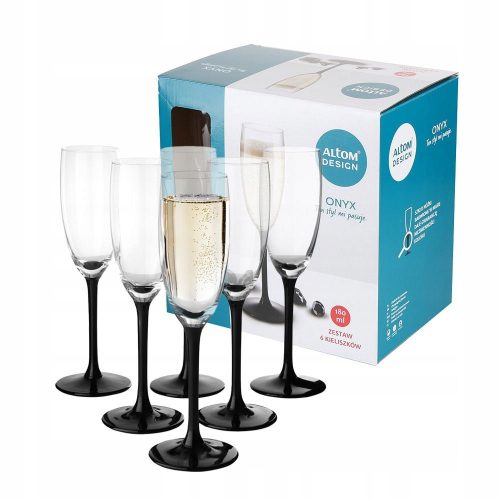 Glasses and cups Royal Leerdam Onyx champagne glasses black, transparent 180ml 6 pcs.