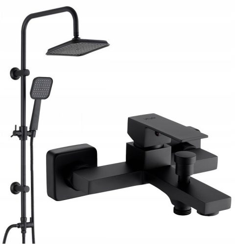 Wall-mounted single-lever bathtub faucet Valvex ARS BLACK black + Loft range surface-mounted shower set