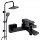 Wall-mounted single-lever bathtub faucet Valvex ARS BLACK black + Loft range surface-mounted shower set