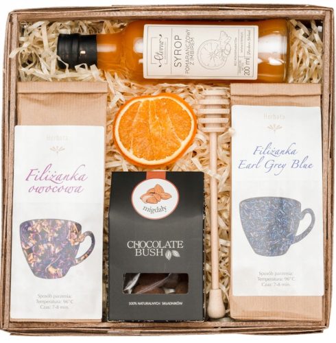  GIFT BASKET GIFT SYRUP ALMONDS TEA