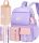  Martius school backpack with multiple compartments. Purple tones, multi-colored