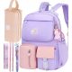  Martius school backpack with multiple compartments. Purple tones, multi-colored