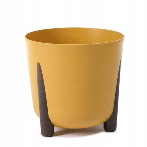  Lamela flowerpot, 25.5 cm x 25.5 x 25 cm, diameter 25.5 cm, plastic in yellow and gold tones