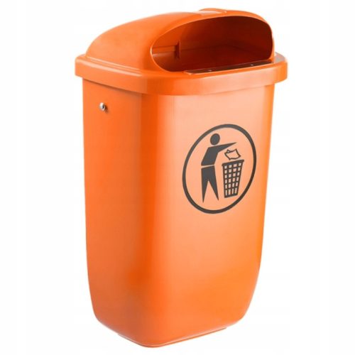 50-l street waste container with a rail for mounting the waste container