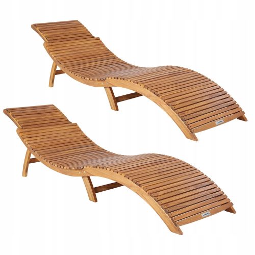 Sun loungers and garden and terrace Casaria deck chair, brown wood