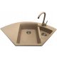 Prehnite granite sink with one and a half bowls in beige tones