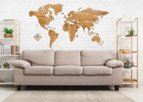 Decorative wall stickers Decorative wooden map 100 cm GOLDEN OAK