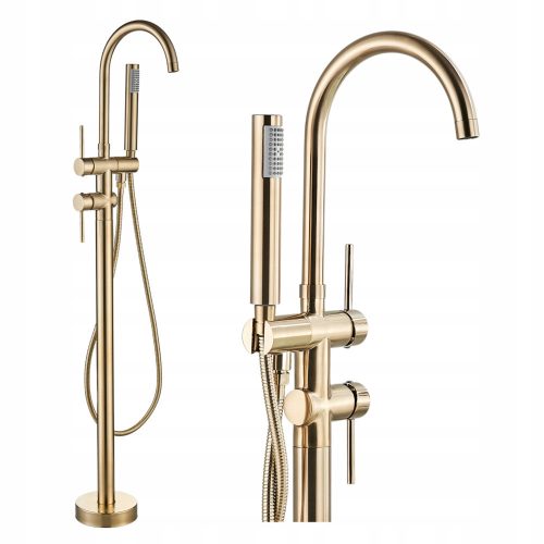 Ari Slim Tube freestanding bath and shower mixer with two handles