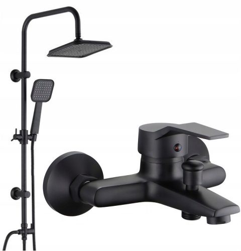 Riva series single-lever wall-mounted bathtub faucet black + Loft series surface-mounted shower set