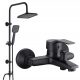 Riva series single-lever wall-mounted bathtub faucet black + Loft series surface-mounted shower set