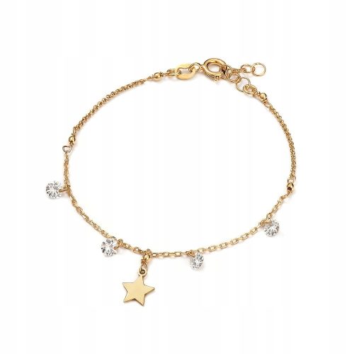  Silver bracelet gold-plated with zircons and a cross pr925