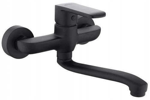 Invena SIROS wall-mounted kitchen faucet, black