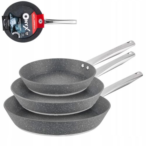  Set of durable Florina Onyx frying pans 20/24/28 cm