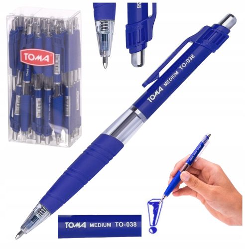  Set of 24 blue retractable ballpoint pens TOMA