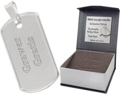  SILVER FULL DOG TAG PENDANT PR. 925 + FREE ENGRAVING + DEDICATION