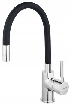  Ferro Zumba Stand-Kitchen Faucet, Black, Silver