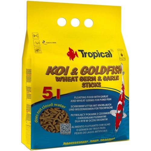  Food in the form of tropical koi and goldfish wheat germ and garlic sticks 400 g